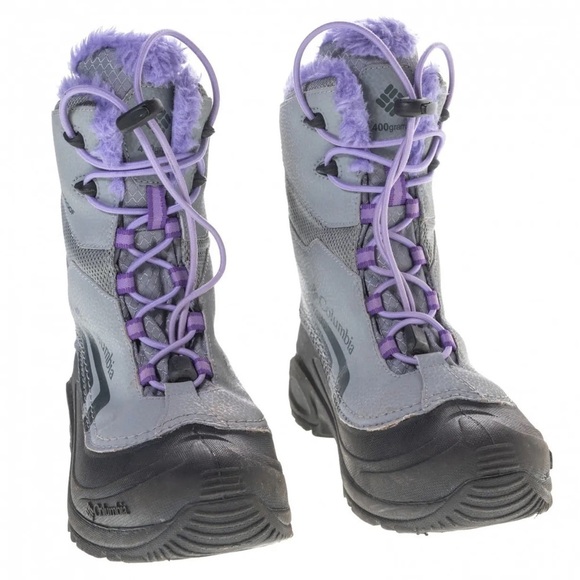 Columbia Bugaboot Plus IV Youth Size 3 Gray Purple Omni Heat Boot Gray Lavender - Picture 2 of 5